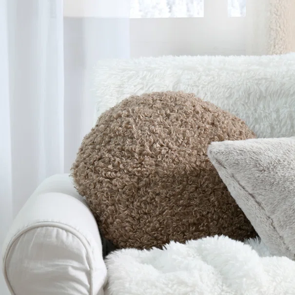 Διακοσμητικό Μαξιλάρι Μπουκλέ (Φ40x28) S-F Cozy Life Taupe C0E008001