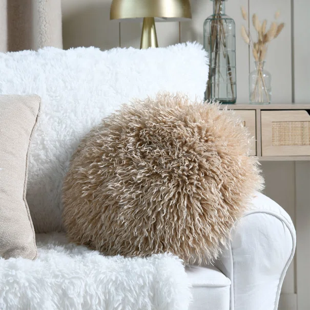 Διακοσμητικό Μαξιλάρι Μπουκλέ (Φ40x28) S-F Cozy Life Beige C0E008002