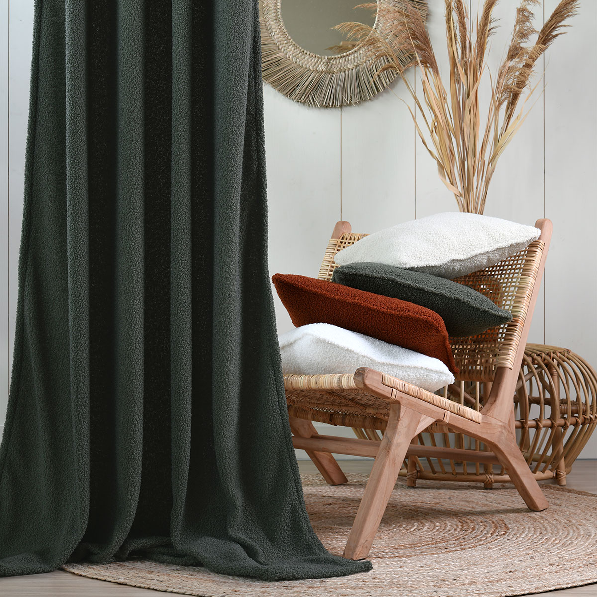 Κουρτίνα Μπουκλέ (140x260) Με Τρουκς S-F Paddou Khaki R6D525004