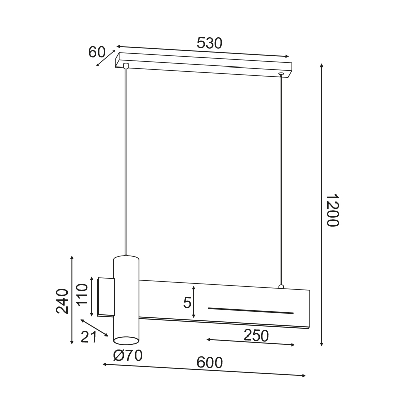 Φωτιστικό Οροφής Aca Linea Dcr21Ledp60B Φωτιστικά Κρεμαστά Spitishop