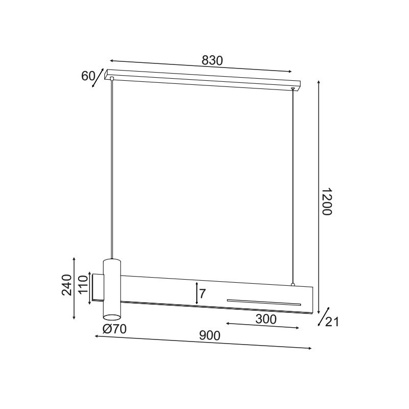 Φωτιστικό Οροφής Aca Linea Dcr21Ledp90B Φωτιστικά Κρεμαστά Spitishop