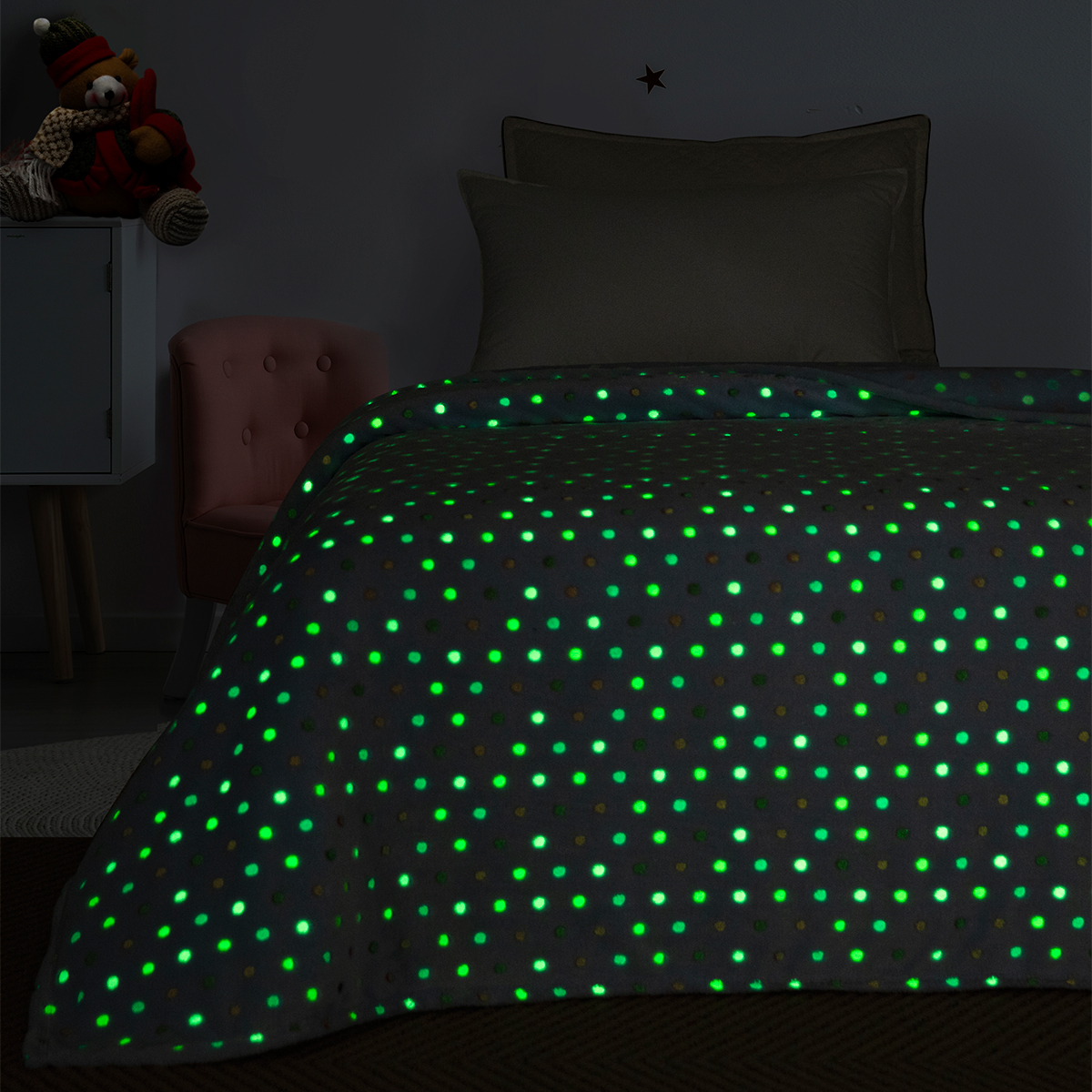 Φωσφοριζέ Κουβέρτα Fleece Μονή (160x220) Palamaiki Luminous Bubble