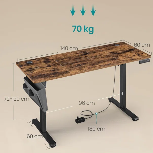Ηλεκτρικό Γραφείο (140x60x72/120) Με Ρυθμιζόμενο Ύψος Songmics LSD134KD04