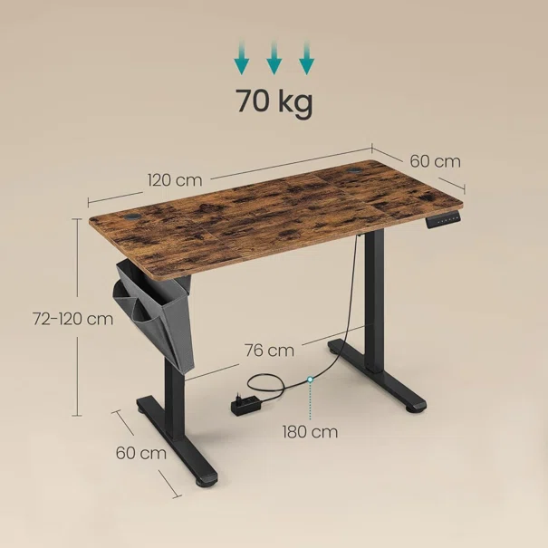 Ηλεκτρικό Γραφείο (120x60x72/120) Με Ρυθμιζόμενο Ύψος Songmics LSD132KD02