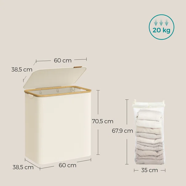 Καλάθι Απλύτων 3 Θέσεων (60x38.5x70.5) Songmics LCB515W01V1