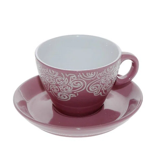 Φλυτζάνι Καφέ 330ml + Πιατάκι Espiel Vienna Pink HUN117K6