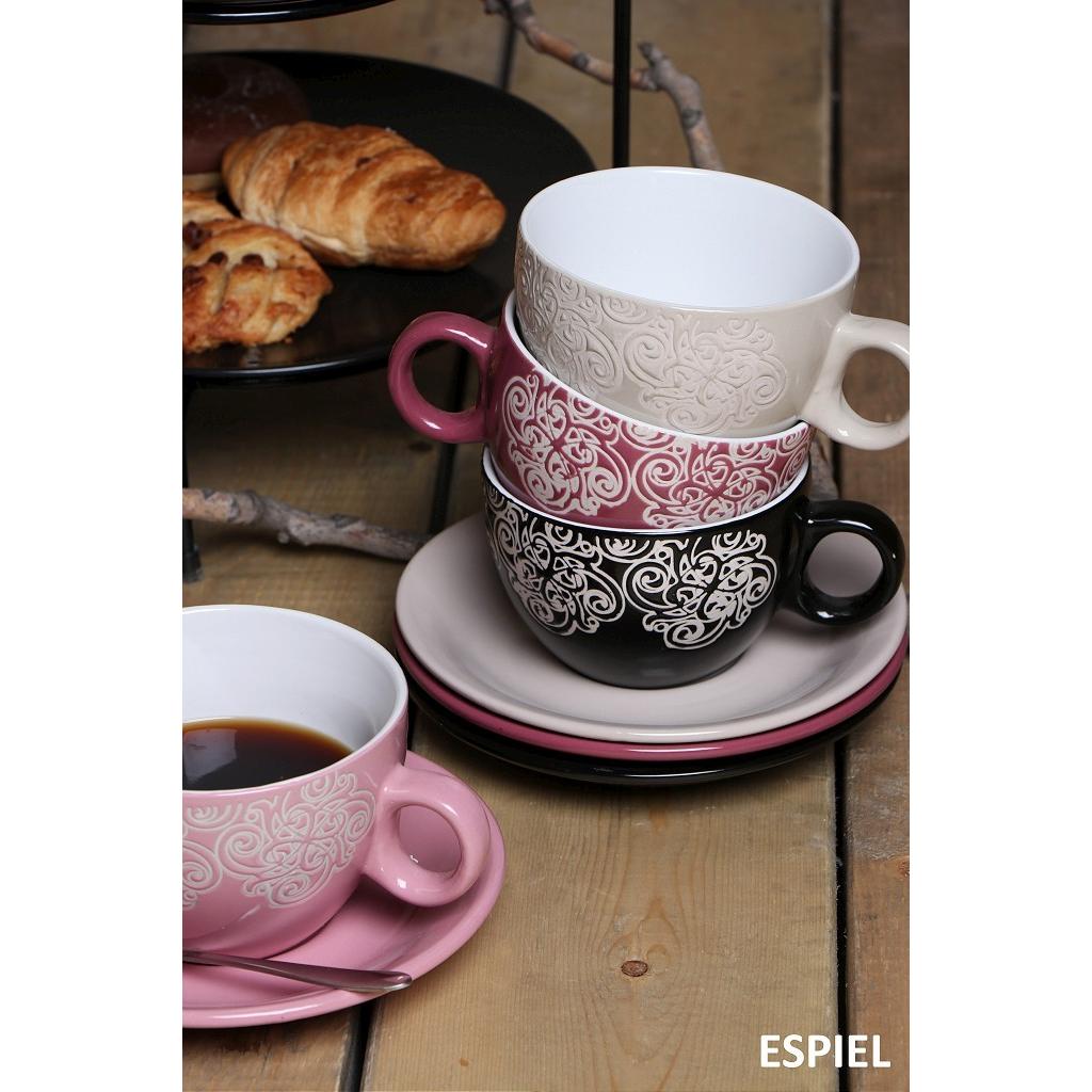 Φλυτζάνι Καφέ 330ml + Πιατάκι Espiel Vienna Pink HUN117K6