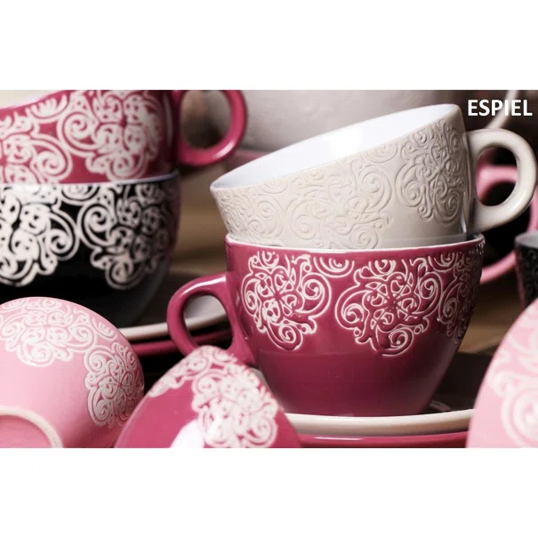 Φλυτζάνι Καφέ 330ml + Πιατάκι Espiel Vienna Pink HUN117K6