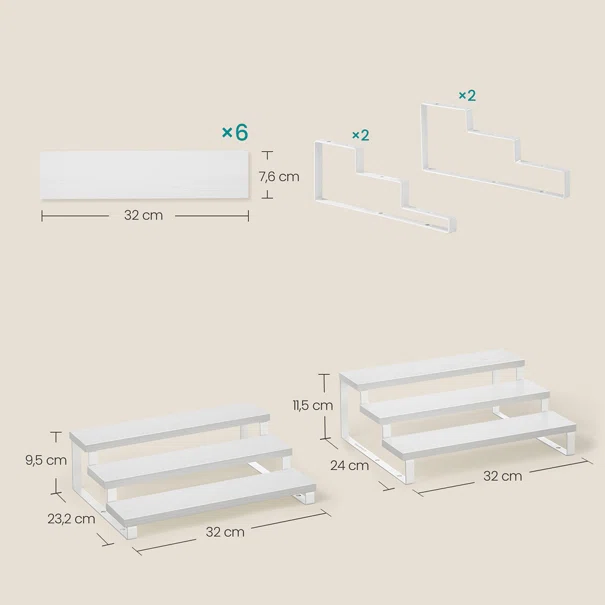 Ράφια Οργάνωσης Κουζίνας (Σετ 2τμχ) Songmics KCS116W01
