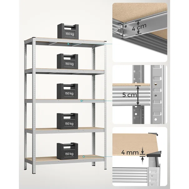 Μεταλλική Ραφιέρα Δαπέδου 5 Θέσεων (120x60x200) Songmics GLR060E01