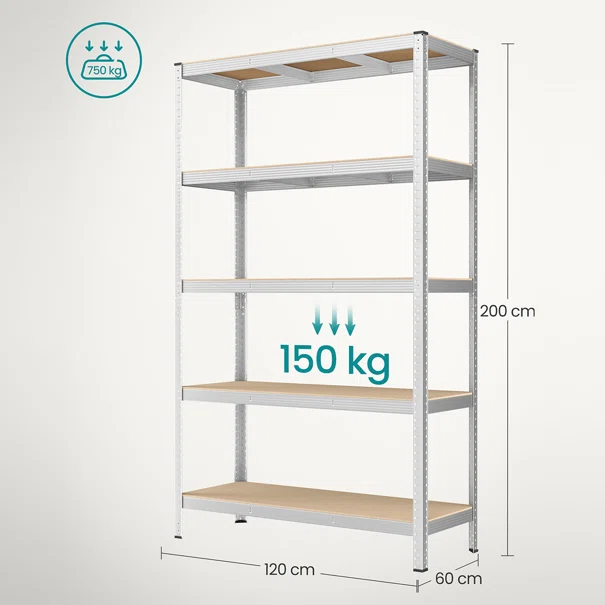 Μεταλλική Ραφιέρα Δαπέδου 5 Θέσεων (120x60x200) Songmics GLR060E01