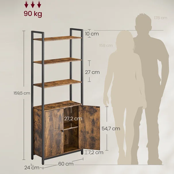 Ραφιέρα Δαπέδου 3 Θέσεων Με Ντουλάπι (60x24x159.5) Vasagle LLS133K01