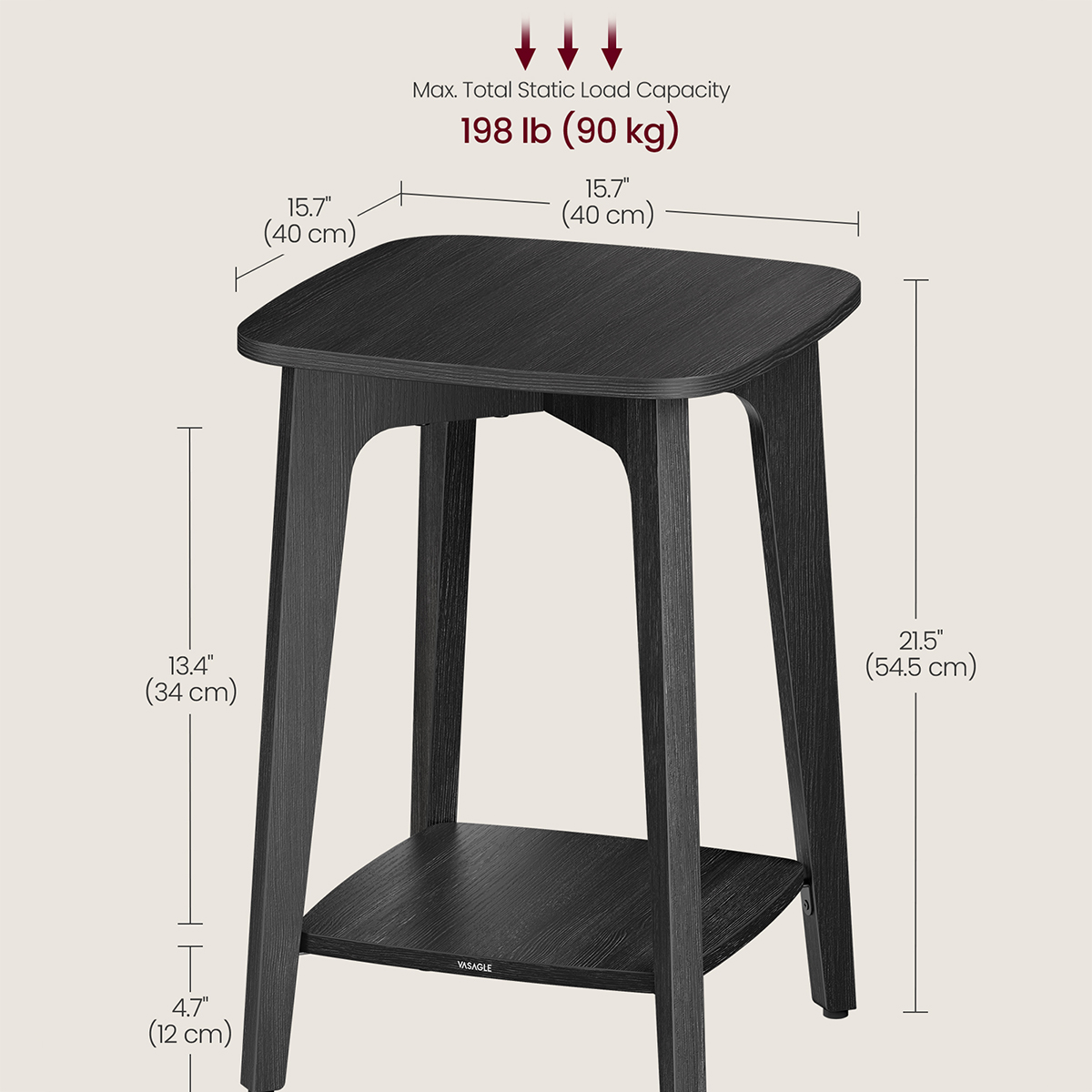 Βοηθητικό Τραπεζάκι (40X40X54 5) Vasagle Let236B01 Έπιπλα Σαλονιού Τραπεζάκια Βοηθητικά Spitishop