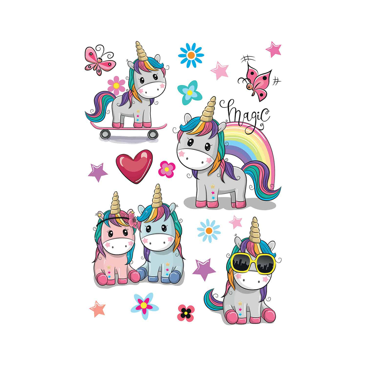 Παιδικά Αυτοκόλλητα Τοίχου Ango Colourful Unicorns 18116 Spitishop