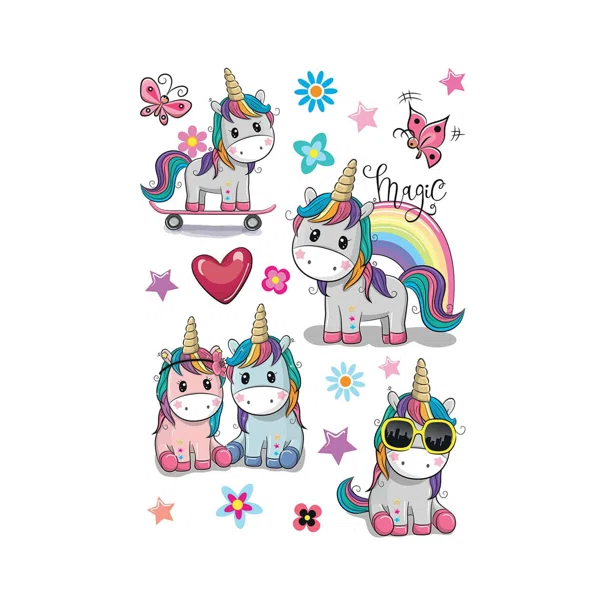 Παιδικά Αυτοκόλλητα Τοίχου Ango Colourful Unicorns 18116