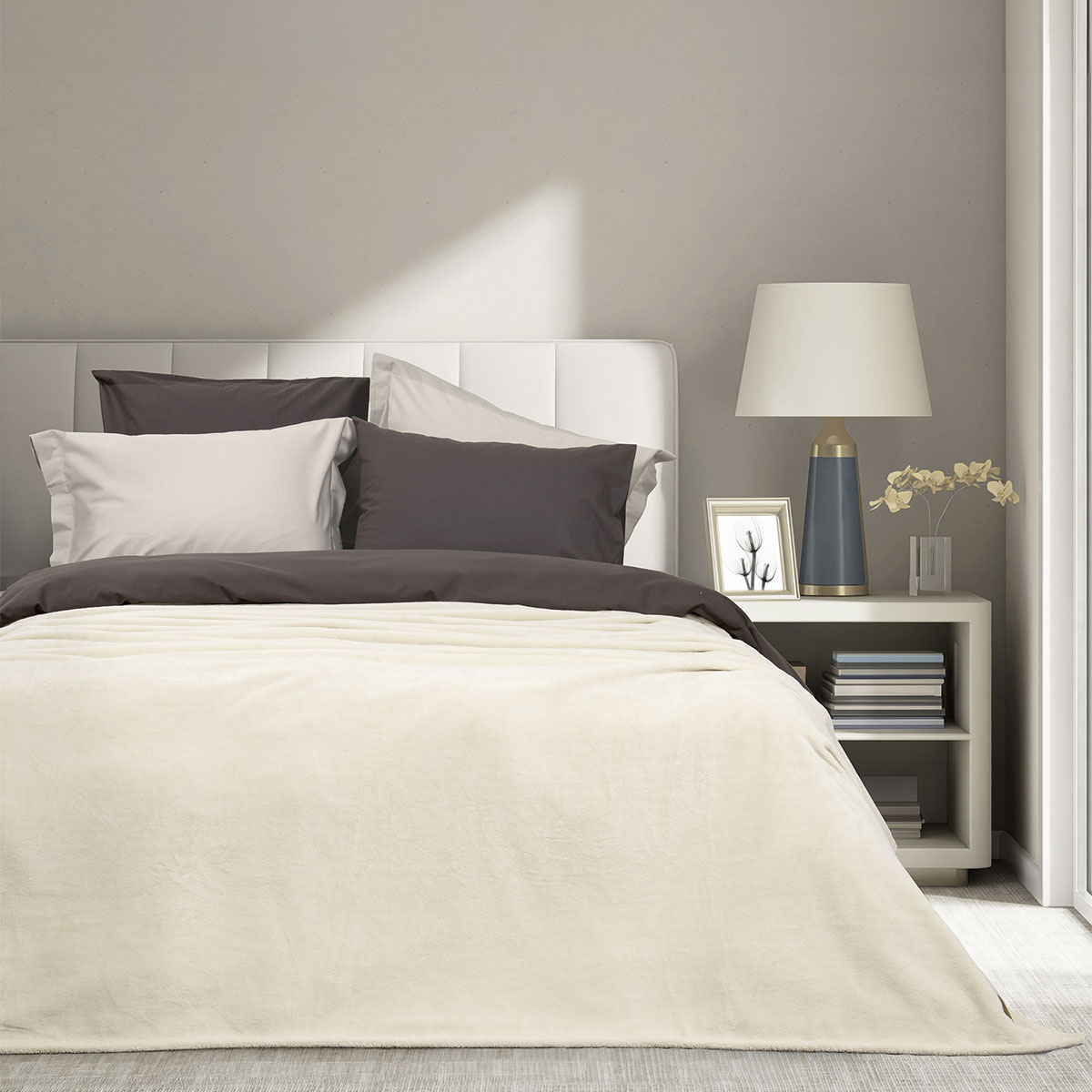 Κουβέρτα Fleece Μονή (160x220) Nima Alpa L.Beige