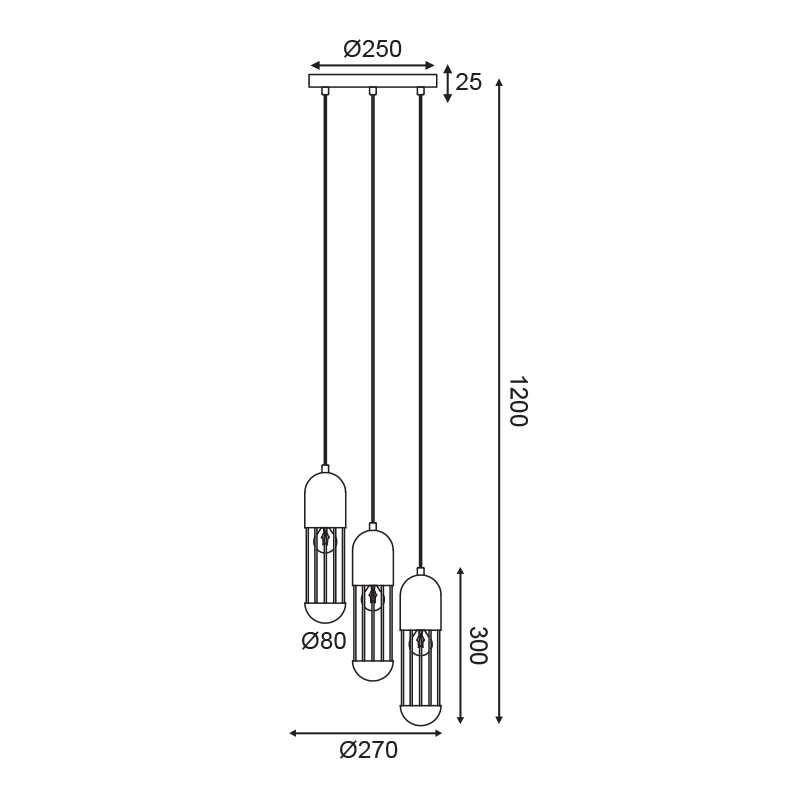 Φωτιστικό Οροφής Τρίφωτο Aca Lab Hm173P27Wh White Φωτιστικά Κρεμαστά Spitishop