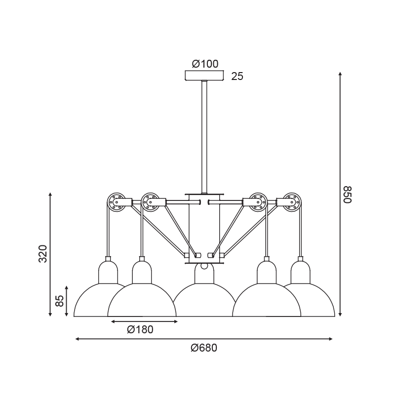 Φωτιστικό Οροφής Πολύφωτο Aca Cezanne Eg5795P58G Grey Φωτιστικά Κρεμαστά Τραπεζαρίας Spitishop