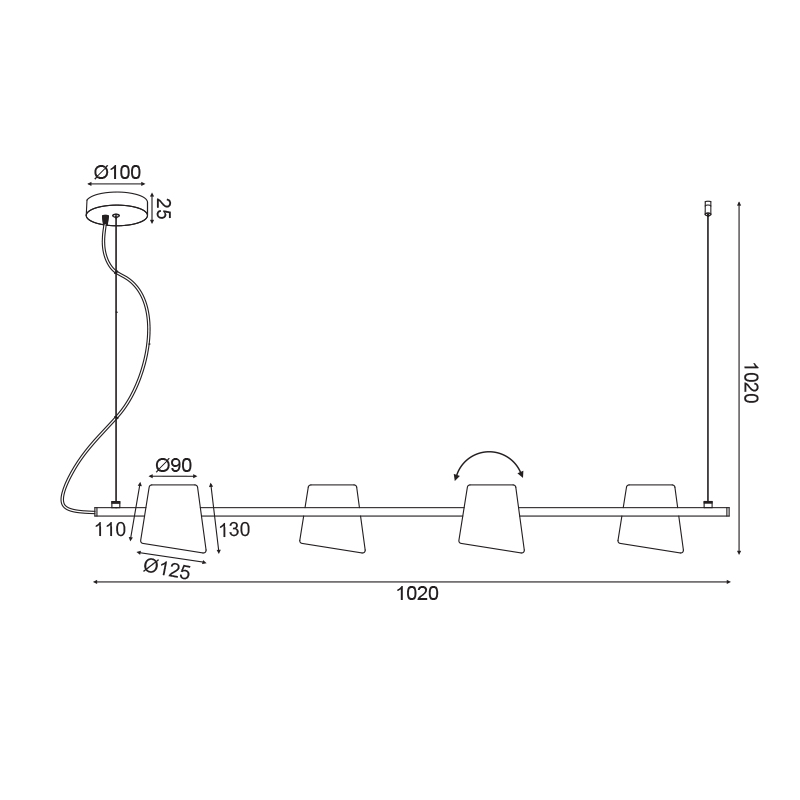 Φωτιστικό Οροφής Πολύφωτο Aca Ayran Ef27P4102Cp Cooper Φωτιστικά Κρεμαστά Τραπεζαρίας Spitishop