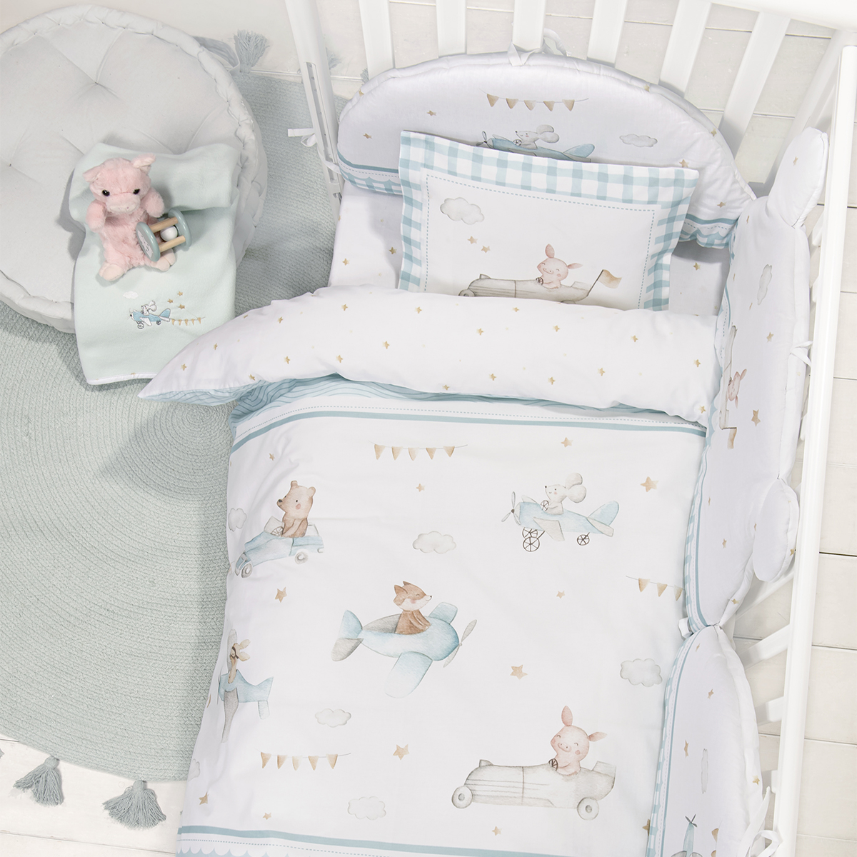 Παπλωματοθήκη Κούνιας (Σετ 110x145) 2 Όψεων Nima Baby Joy Ride