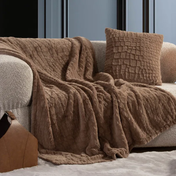 Γούνινη Κουβέρτα Καναπέ (130x180) Nef-Nef Homeware Mentor Mocca