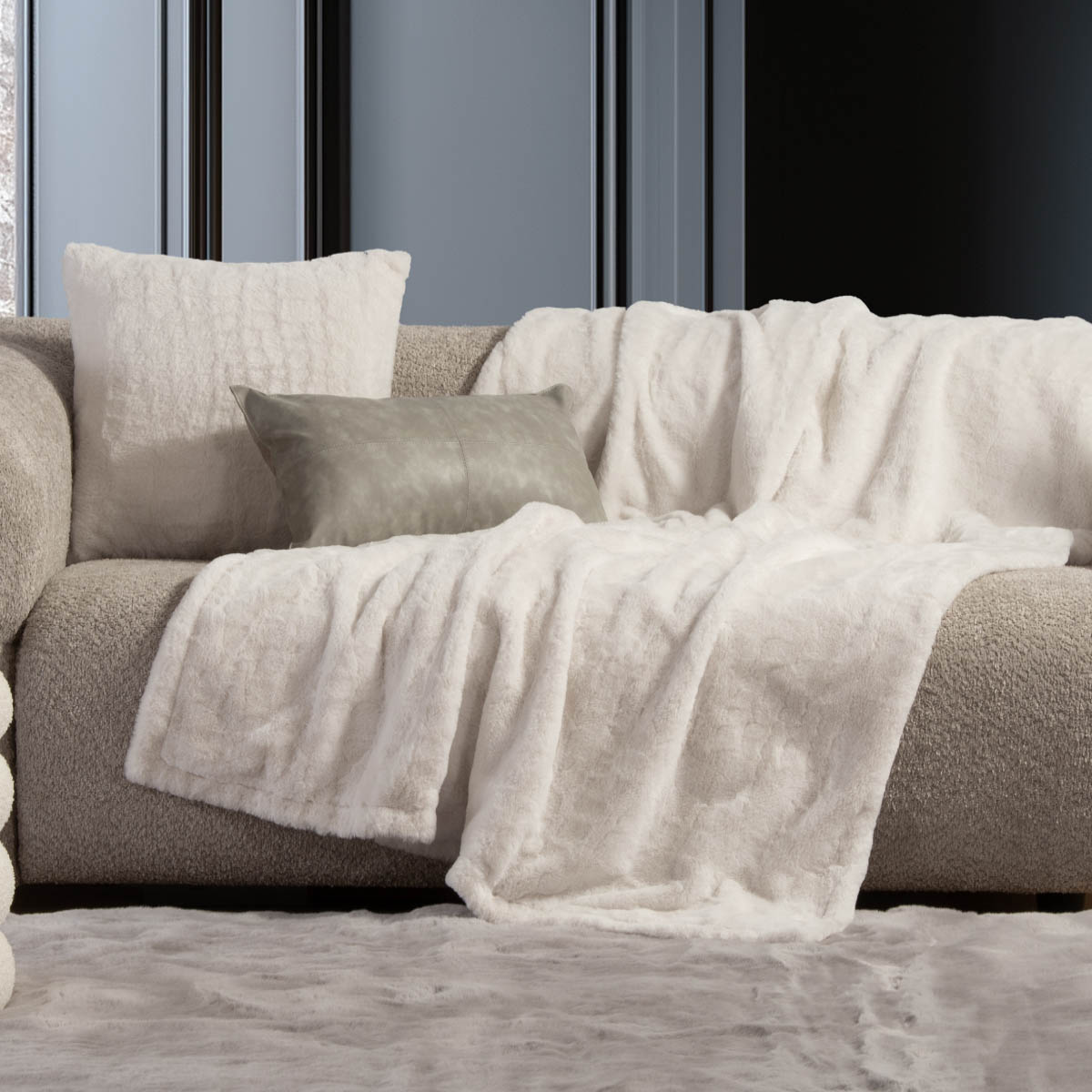 Γούνινη Κουβέρτα Καναπέ (130x180) Nef-Nef Homeware Mentor Ecru