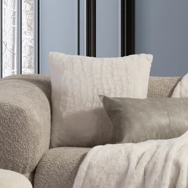 Διακοσμητικό Μαξιλάρι Γούνινο (45x45) Nef-Nef Homeware Mentor Ecru