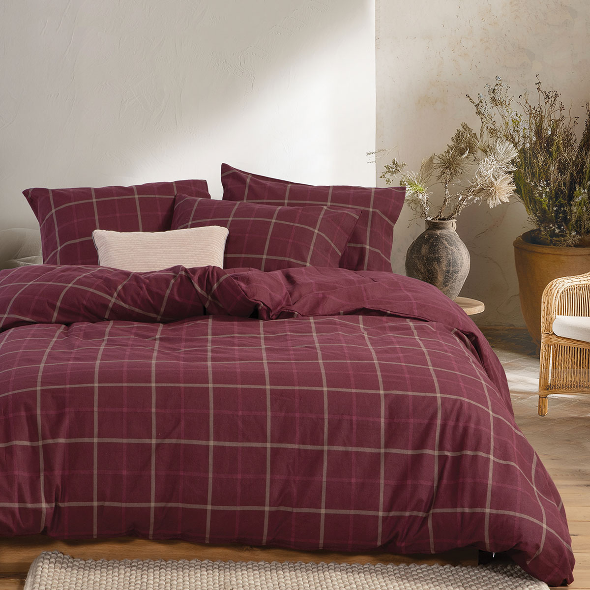 Φανελένια Σεντόνια Μονά (Σετ) Nef-Nef Homeware Flannel Naiberg Bordo