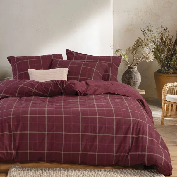 Φανελένια Σεντόνια Μονά (Σετ) Nef-Nef Homeware Flannel Naiberg Bordo