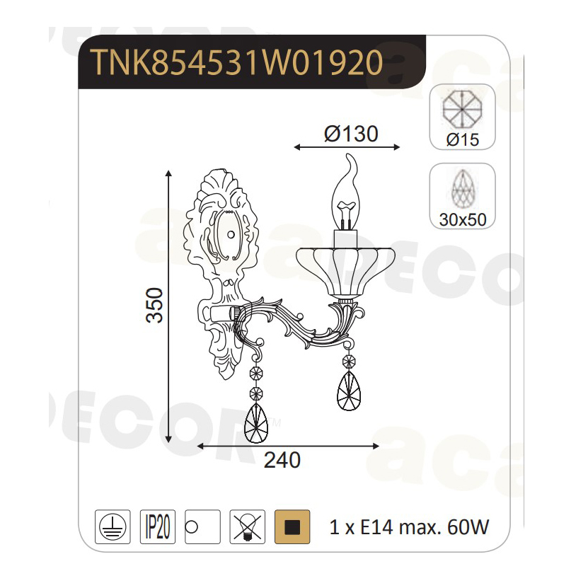 Απλίκα Τοίχου Aca Sarto Tnk854531W Bronze Φωτιστικά Απλίκες Spitishop