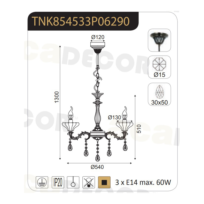 Πολυέλαιος Οροφής Aca Sarto Tnk854533P Bronze Φωτιστικά Κρεμαστά Spitishop
