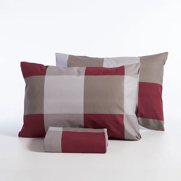 Παπλωματοθήκη Μονή (Σετ 170x240) 2 Όψεων Nef-Nef Homeware Casual Check Bordo