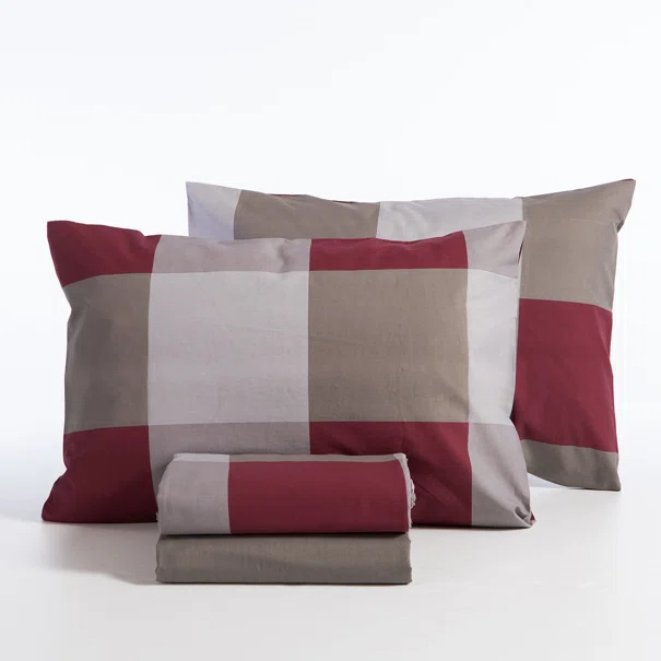 Σεντόνια Υπέρδιπλα (Σετ) Nef-Nef Homeware Casual Check Bordo