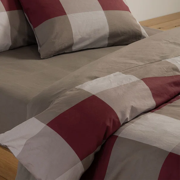 Σεντόνια Υπέρδιπλα (Σετ) Nef-Nef Homeware Casual Check Bordo
