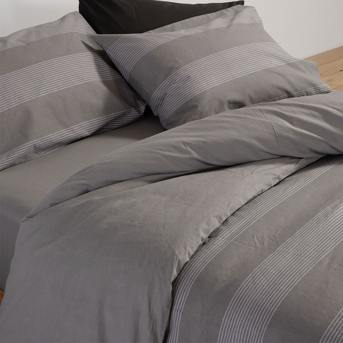Παπλωματοθήκη Μονή (Σετ 170X240) 2 Όψεων Nef-Nef Homeware Casual Stripe D Grey Λευκά Είδη Κρεβατοκάμαρας Παπλωματοθήκες Μονές Spitishop