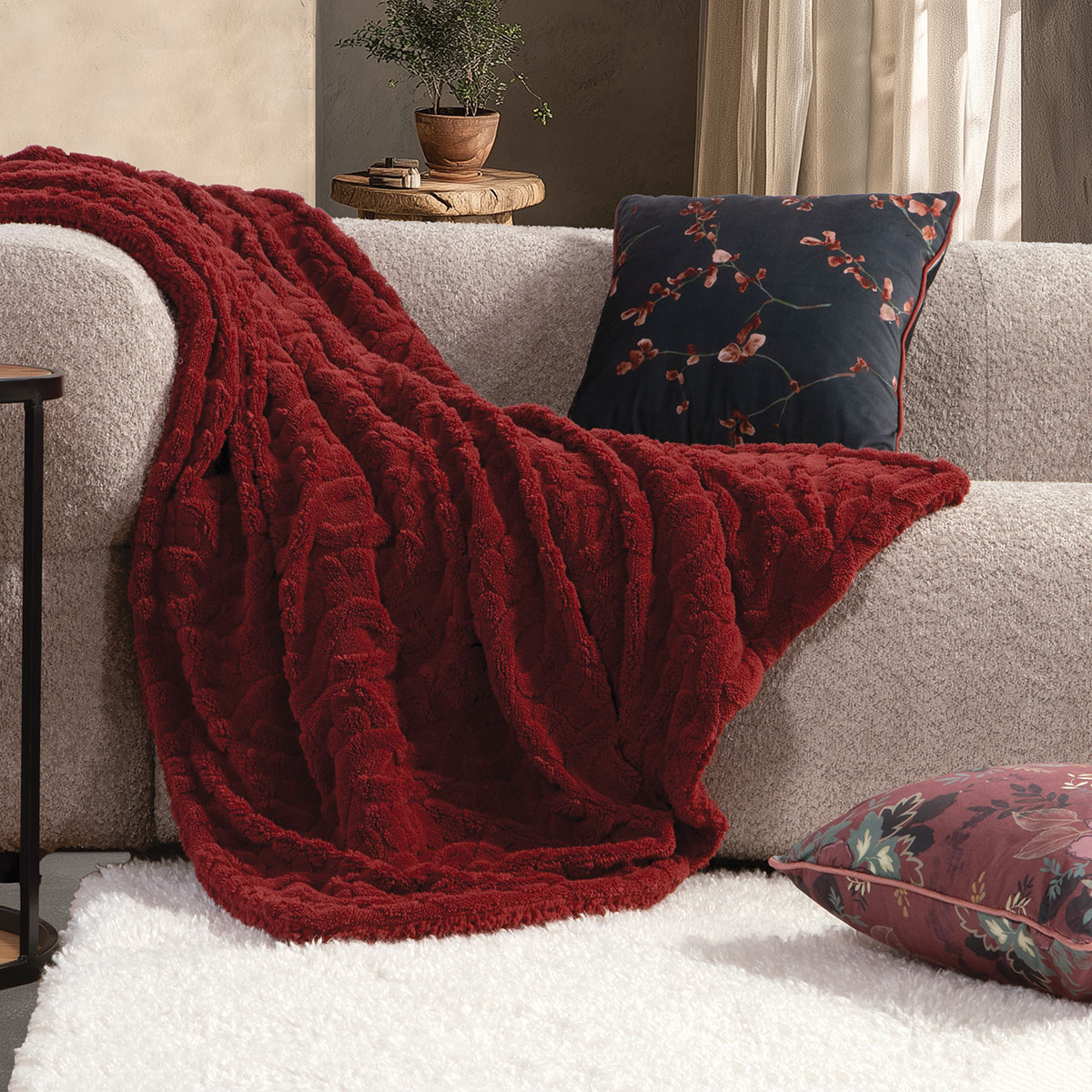 Κουβέρτα Καναπέ Fleece (130x180) Nef-Nef Homeware Germain Bordo