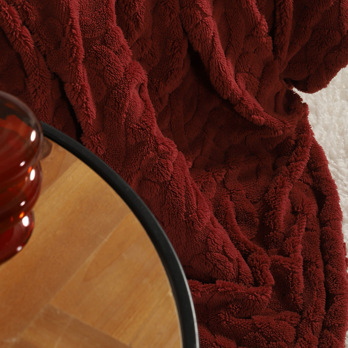 Κουβέρτα Καναπέ Fleece (130X180) Nef-Nef Homeware Germain Bordo Λευκά Είδη Κρεβατοκάμαρας Κουβέρτες Προβατάκι Spitishop