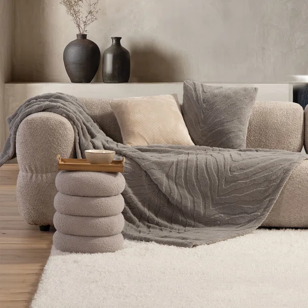 Κουβέρτα Καναπέ Fleece (130x180) Nef-Nef Homeware Berien Grey