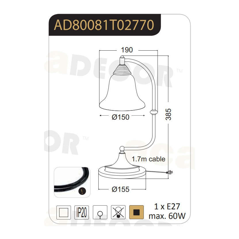 Πορτατίφ Aca Moby Ad80081T Black Copper Φωτιστικά Επιτραπέζια Spitishop