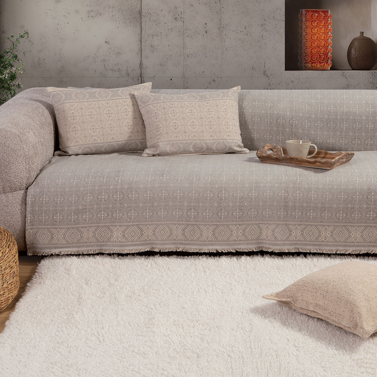 Ριχτάρι Καναπέ Τριθέσιου (170x300) Nef-Nef Homeware Jeneria Grey