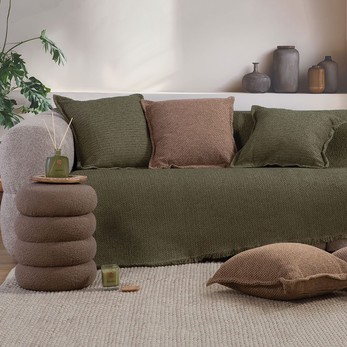 Ριχτάρι Καναπέ Τριθέσιου (170x300) Nef-Nef Homeware Brooklyn 25 Green