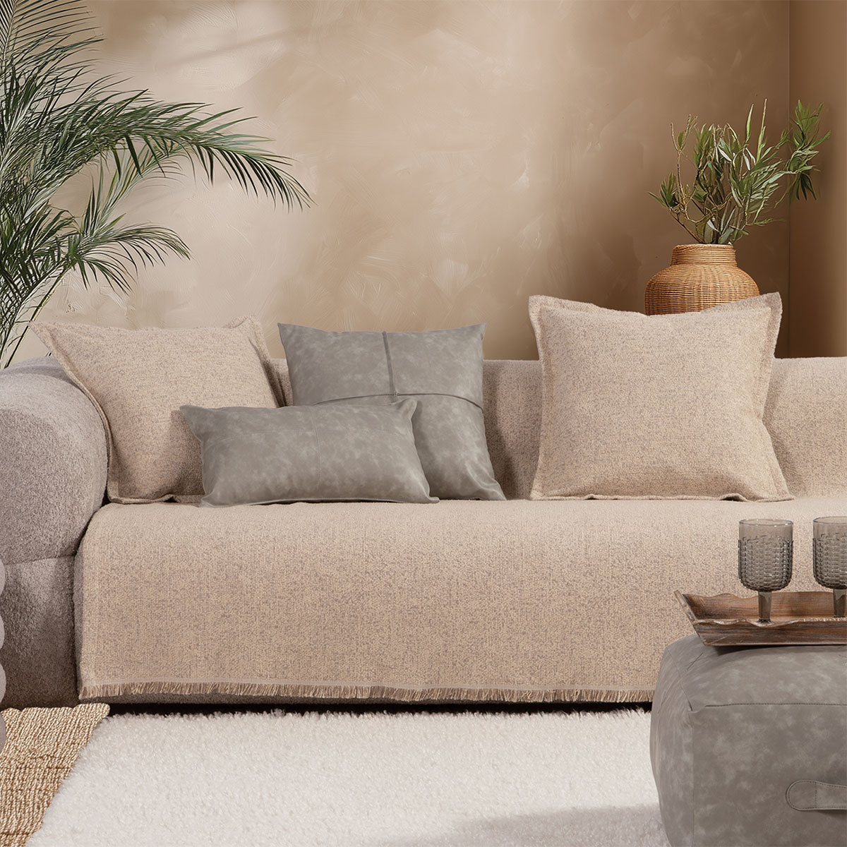 Ριχτάρι Καναπέ Τριθέσιου (170x300) Nef-Nef Homeware Alamo 25 Ecru