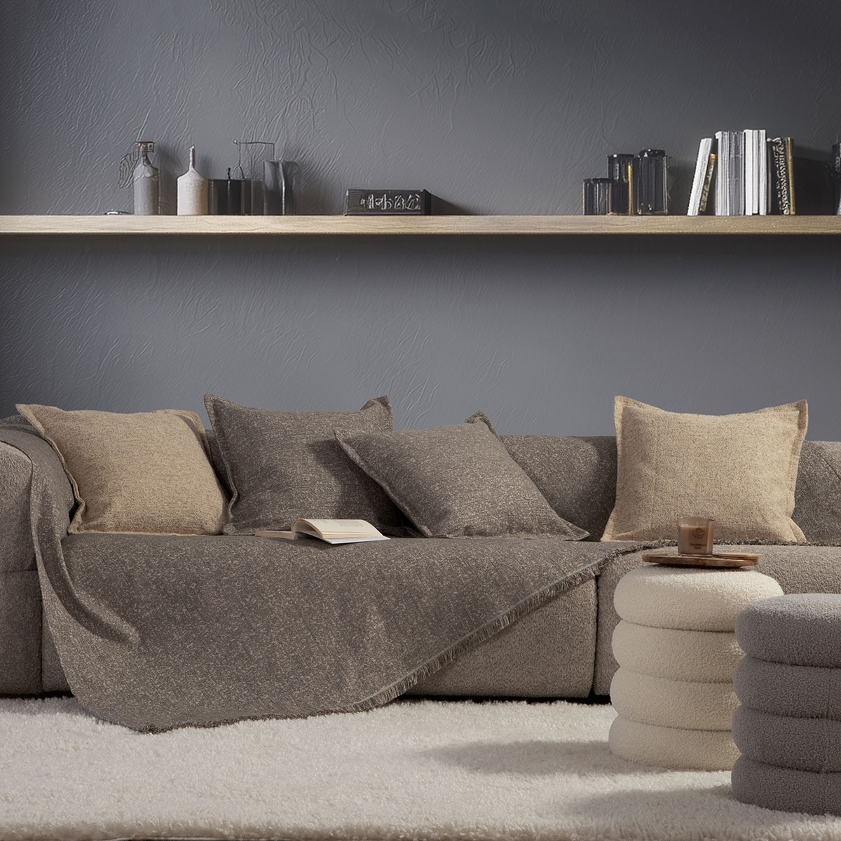 Ριχτάρι Καναπέ Διθέσιου (170x250) Nef-Nef Homeware Alamo 25 Stone