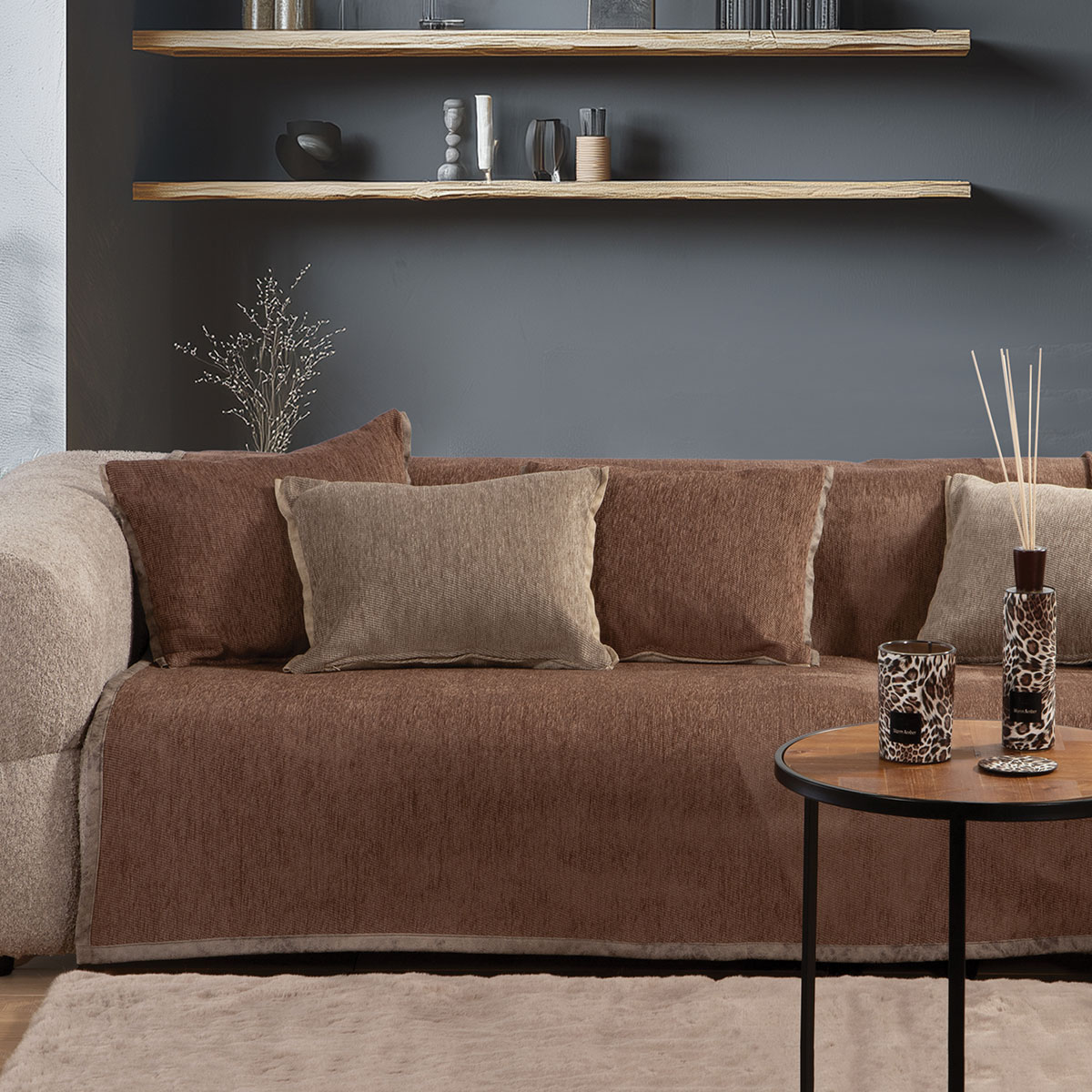 Ριχτάρι Καναπέ Τετραθέσιου 2 Όψεων (180x350) Nef-Nef Homeware Tanger Brown/Ecru