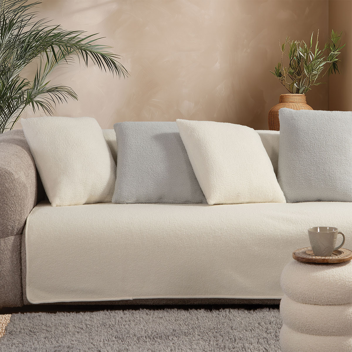 Ριχτάρι Καναπέ Τριθέσιου Μπουκλέ (180x300) Nef-Nef Homeware Breda Ecru