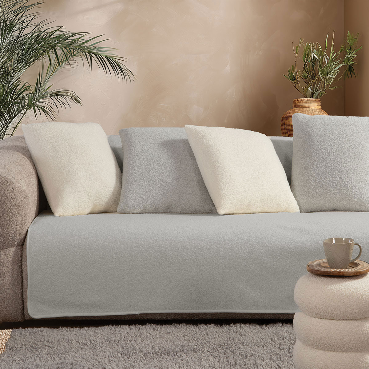 Ριχτάρι Καναπέ Τριθέσιου Μπουκλέ (180x300) Nef-Nef Homeware Breda Silver