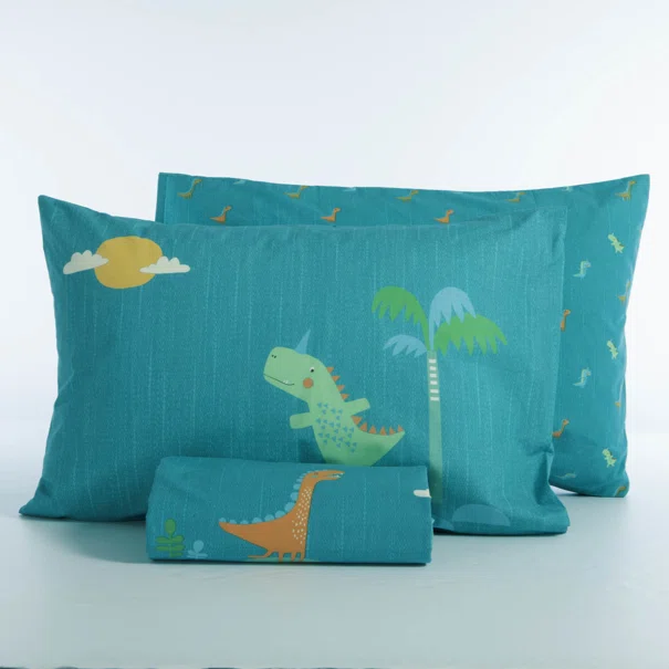 Παπλωματοθήκη Μονή (Σετ 160x240) 2 Όψεων Nef-Nef Homeware Junior Dinos On Wheels