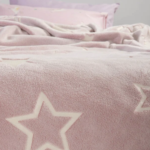 Φωσφοριζέ Κουβέρτα Fleece Μονή (160x220) Nef-Nef Homeware Junior Starlight Pink