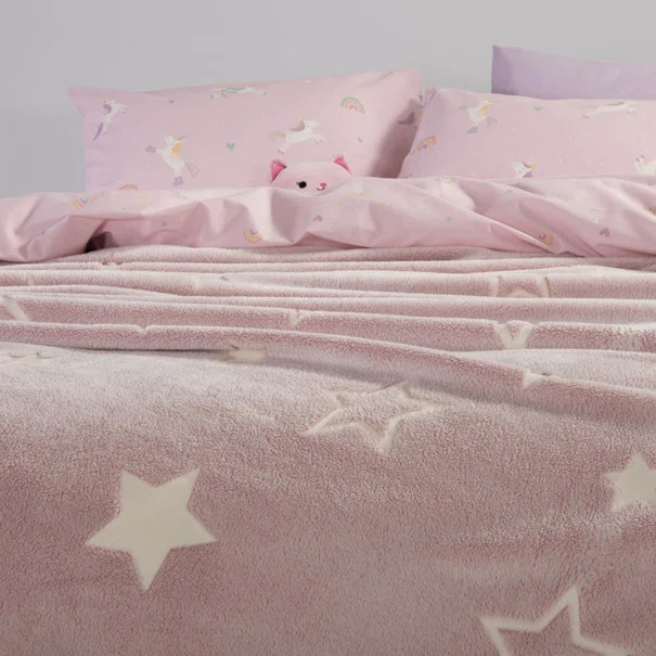 Φωσφοριζέ Κουβέρτα Fleece Κούνιας (110x150) Nef-Nef Homeware Junior Starlight Pink