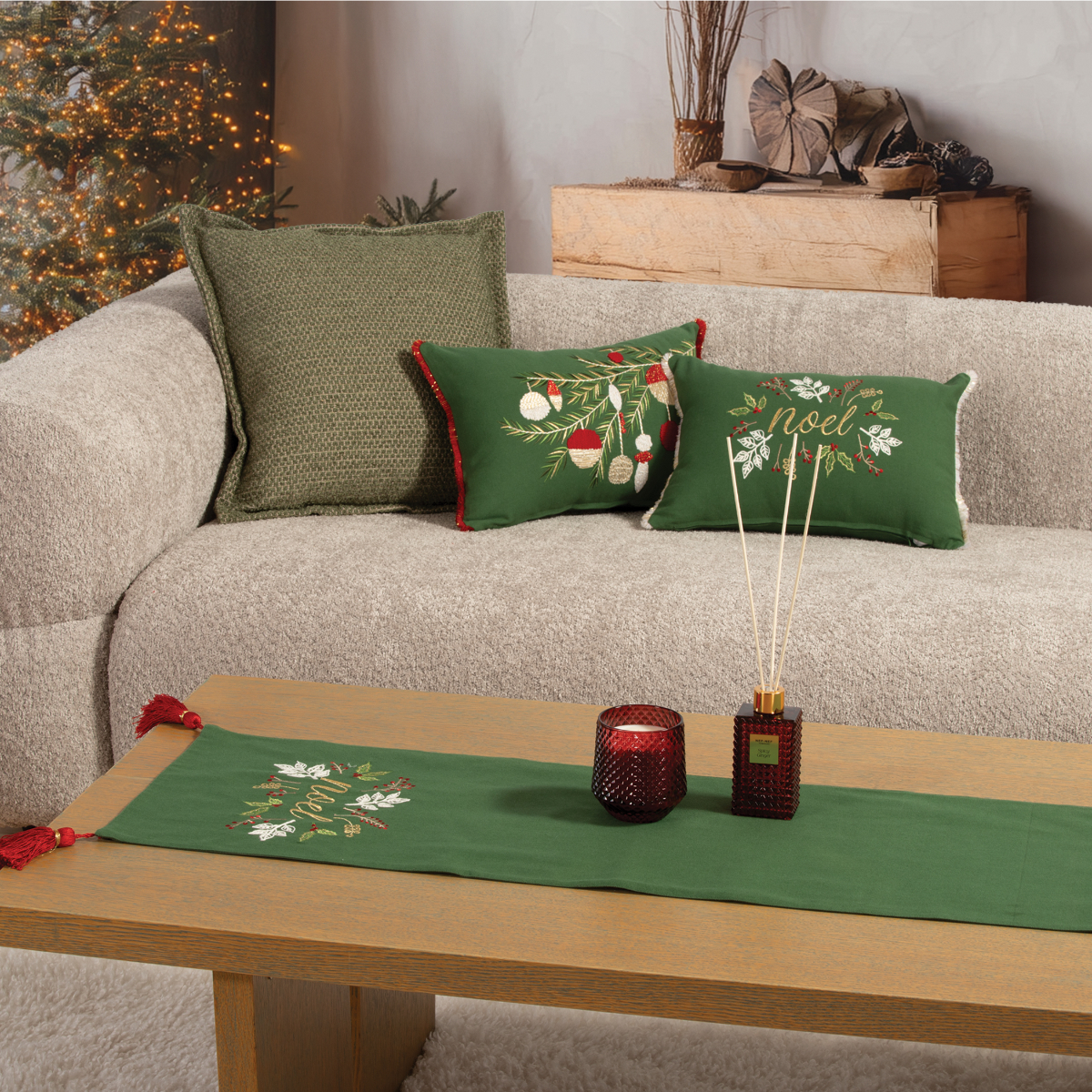 Χριστουγεννιάτικη Τραβέρσα (33X150) Nef-Nef Homeware Noel Verde Χριστουγεννιάτικα Χριστουγεννιάτικες Τραβέρσες Spitishop